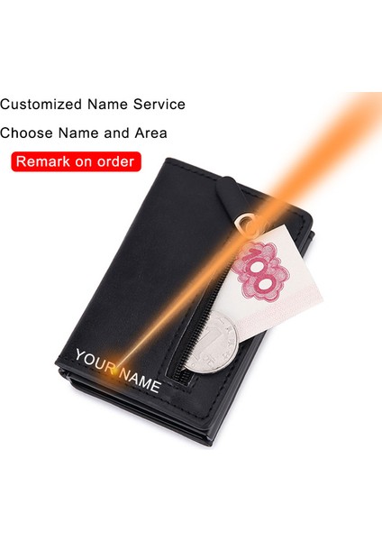 Siyah (Isim Hizmeti) Dıenqı Erkek Rfid Sihirli Cüzdanı Karbon Fiber Kartlıklı Cüzdanlar Marka Para Çantası Bozuk Para Cüzdanı Ince Ince Erkek Mıknatıs Üçe Katlanan Cüzdan (Yurt Dışından)