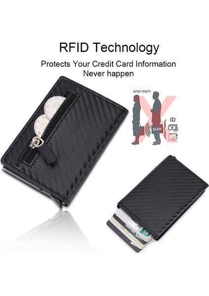 Siyah (Isim Hizmeti) Dıenqı Rfid Karbon Elyaf Deri Erkek Cüzdan Kart Sahibinin Para Çantaları Çantalar Erkek Ince Ince Mini Cüzdan Erkekler Için Siyah Cüzdan Hediyeler (Yurt Dışından) indirimleri