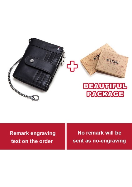 Siyah Zincir Kutusu Rfıd Erkek Cüzdan Ince Deri Bifold Hasp Vintage Kısa Erkek Çanta Bozuk Para Kesesi Çok Fonksiyonlu Kartlar Cüzdan Tasarımcı Zincir Çanta (Yurt Dışından)
