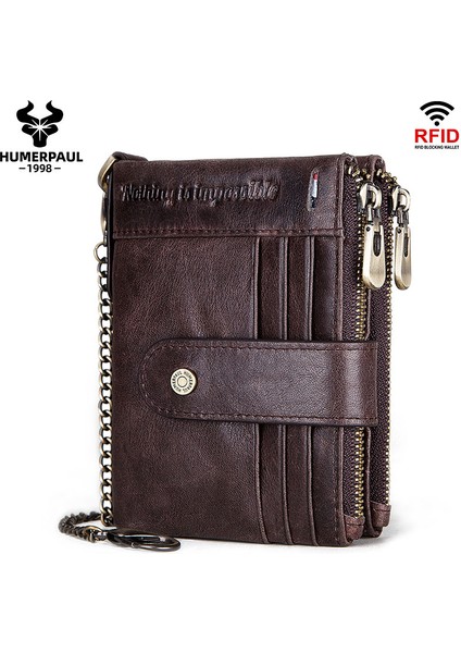 Siyah Zincir Kutusu Rfıd Erkek Cüzdan Ince Deri Bifold Hasp Vintage Kısa Erkek Çanta Bozuk Para Kesesi Çok Fonksiyonlu Kartlar Cüzdan Tasarımcı Zincir Çanta (Yurt Dışından) fiyatları