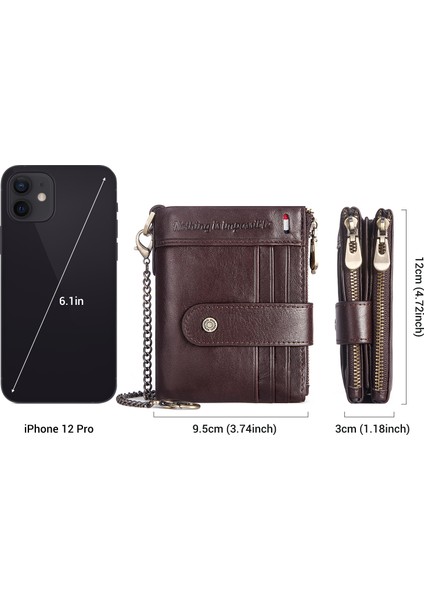 Siyah Zincir Kutusu Rfıd Erkek Cüzdan Ince Deri Bifold Hasp Vintage Kısa Erkek Çanta Bozuk Para Kesesi Çok Fonksiyonlu Kartlar Cüzdan Tasarımcı Zincir Çanta (Yurt Dışından) indirimleri