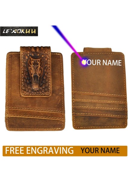 1686 Rfid-Kahverengi En Kaliteli Yeni Sığır Erkekler Erkek Vintage Hakiki Deri Kredi Kartı Nakit Tutucu Mıknatıs Klipsi Ince Mini Kullanışlı Cüzdan Çanta 1058 (Yurt Dışından)
