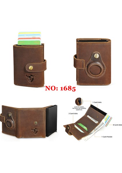 1685 Rfid-Kahverengi En Kaliteli Yeni Sığır Erkekler Erkek Vintage Hakiki Deri Kredi Kartı Nakit Tutucu Mıknatıs Klipsi Ince Mini Kullanışlı Cüzdan Çanta 1058 (Yurt Dışından)