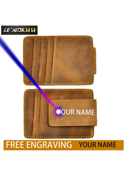 1685 Rfid-Kahverengi En Kaliteli Yeni Sığır Erkekler Erkek Vintage Hakiki Deri Kredi Kartı Nakit Tutucu Mıknatıs Klipsi Ince Mini Kullanışlı Cüzdan Çanta 1058 (Yurt Dışından)