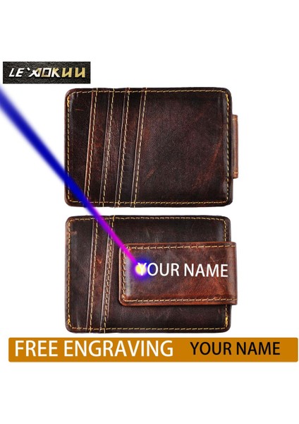 1685 Rfid-Kahverengi En Kaliteli Yeni Sığır Erkekler Erkek Vintage Hakiki Deri Kredi Kartı Nakit Tutucu Mıknatıs Klipsi Ince Mini Kullanışlı Cüzdan Çanta 1058 (Yurt Dışından)
