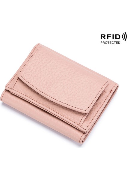 Açık Pembe Hakiki Deri Kadın Cüzdan ve Çantalar Mini Para Cebi ile Moda Küçük Cüzdan Rfid Engelleme Çanta Tasarımcısı Portfel Damski (Yurt Dışından)