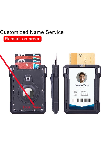 Ku-2-Karbon Siyah Özel Isim Airtag Erkek Cüzdan Gerçek Hakiki Deri Cüzdan Kimlik Kartı Kılıfı Rfid Hırsızlığa Karşı Tokatlamak Kredi Kartı Tutacağı Akıllı Cüzdan (Yurt Dışından)