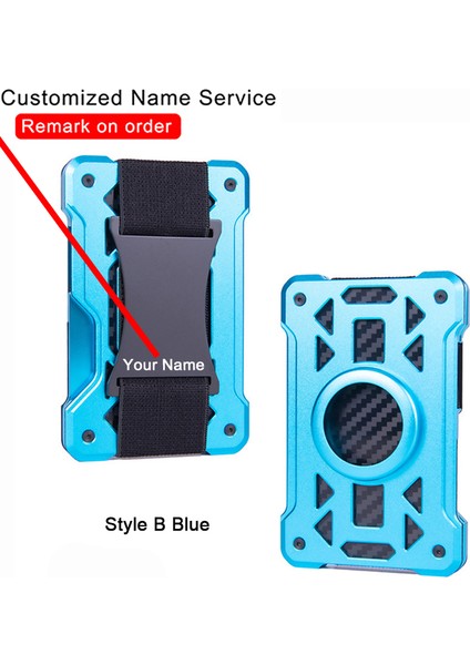 Isim-Ak-4-B Mavi Özelleştirilmiş Isim Rfid Alüminyum Hava Etiketi Kartlıklı Cüzdan Para Çantası Erkek Kadın Cüzdan Çanta Apple Airtags Tracker Kımlık Kartı Kılıfı (Yurt Dışından)