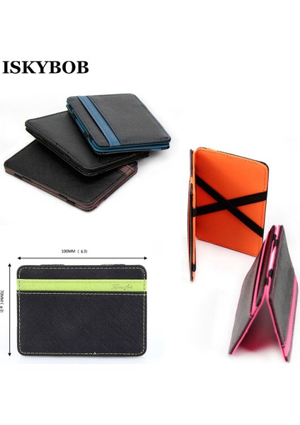 Siyah-10.5x7.8x0.5cm Deri Para Klip Ince Cüzdan Kimlik Kredi Banka Kartı Tutucu Yüksek Kaliteli Kadın Erkek Nakit Çanta Depolama Küçük Unisex Кошелек Женский (Yurt Dışından)