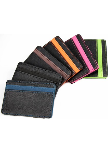 Siyah-10.5x7.8x0.5cm Deri Para Klip Ince Cüzdan Kimlik Kredi Banka Kartı Tutucu Yüksek Kaliteli Kadın Erkek Nakit Çanta Depolama Küçük Unisex Кошелек Женский (Yurt Dışından)