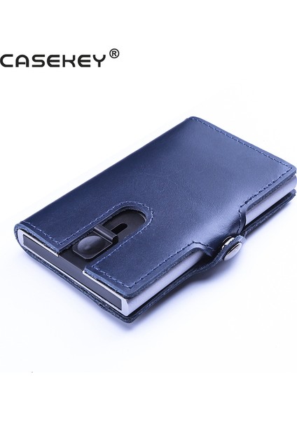 Mavi Hakiki Deri Rfıd Kredi Kartı Tutucu Erkekler Engelleme Sürgülü Cüzdan Kart Tutucu Çanta Karbon Fiber Slimjack Jackster Cüzdan (Yurt Dışından)