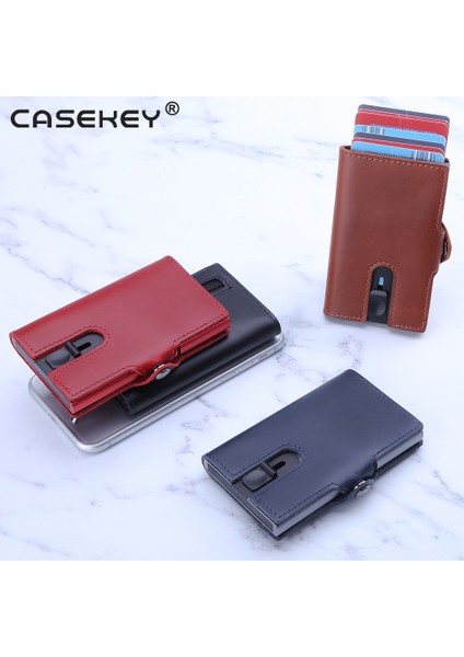 Mavi Hakiki Deri Rfıd Kredi Kartı Tutucu Erkekler Engelleme Sürgülü Cüzdan Kart Tutucu Çanta Karbon Fiber Slimjack Jackster Cüzdan (Yurt Dışından)
