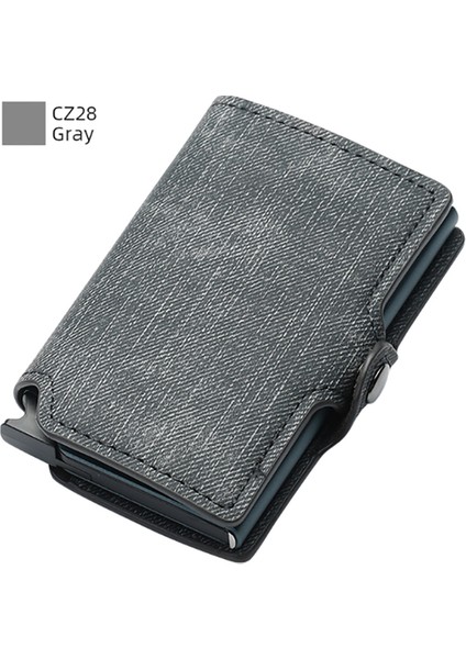 CZ28 Gri Özelleştirilmiş Cüzdan Otomatik Pop-Up Kredi Kartı Tutucu Çantalar Erkekler Rfıd Engelleme Kart Sahibinin Iş Hasp Kart Kılıf Akıllı Cüzdan (Yurt Dışından)