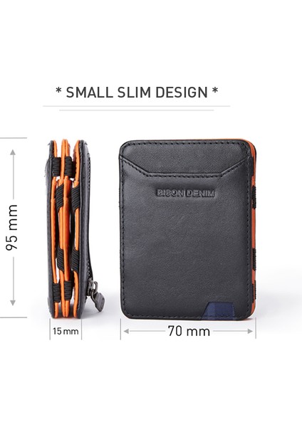 Deri B Kutusu ile Bıson Denım Deri Sihirli Cüzdan Erkekler Için Üç Katlı Ince Rifd Para Cebi Mini Çanta W9725 ile Kredi Kartı Tutucu Engelleme (Yurt Dışından)