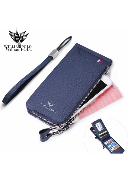Pembe Williampolo Yeni Yüksek Kaliteli Hakiki Deri Erkek Cüzdan Moda Tasarımı Uzun Cüzdan Cep Telefonu Kredi Kartı Cüzdan Debriyaj Çanta (Yurt Dışından)