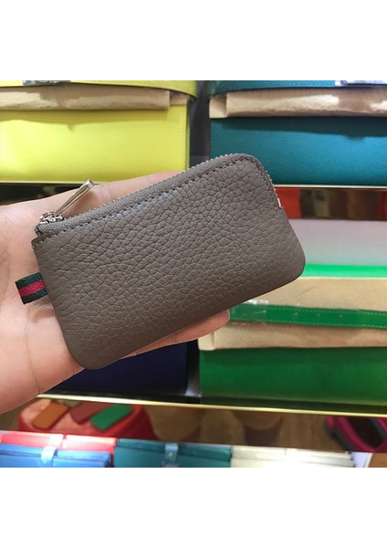 Kırmızı Hakiki Deri Unisex Anahtar Cüzdan Minimalist Tasarım Moda Araba Anahtar Kılıfı Düz Renk Marka Anahtarlık Anahtarlık ile Ince Çanta (Yurt Dışından)
