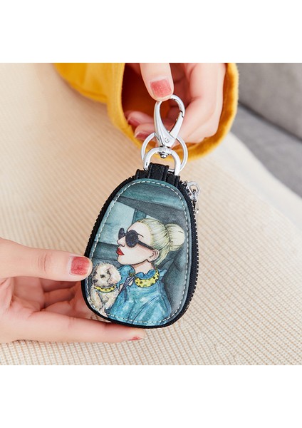 Stil 4 Moda Boyalı Tasarım Kadın Kızlar Anahtar Çantası Küçük Deri Anahtar Cüzdan Temizlikçiler Araba Anahtarlık Kılıf Pu Deri Anahtarlık Kılıfı (Yurt Dışından)