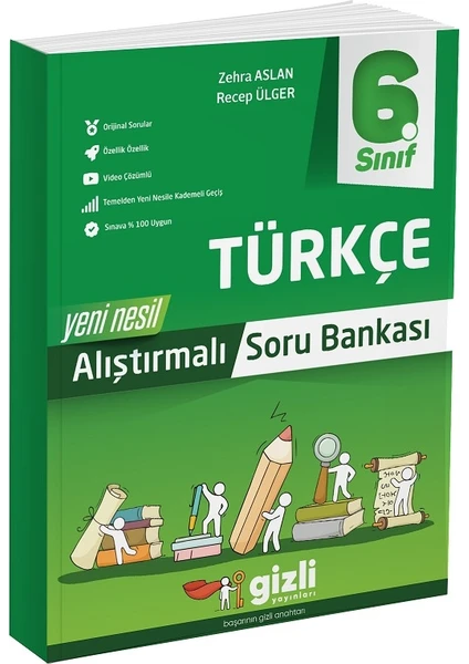 Gizli Yayınları 6. Sınıf Türkçe Alıştırmalı Soru Bankası