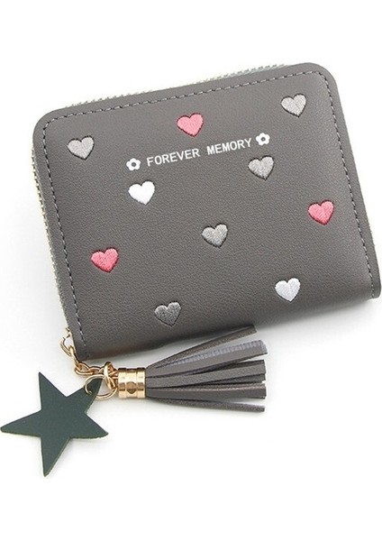 Yeni Bayan Kısa Cüzdan Para Klipsi Püskül Fermuarlı Pu Çoklu Kart Pozisyonu Bozuk Para Cüzdanı Debriyaj Çantası (Yurt Dışından)