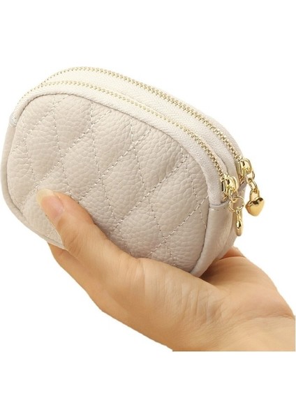 Yeni Eşkenar Dörtgen Araba Dikiş El Küçük Cüzdan Mini Çift Fermuarlı Anahtarlık Bozuk Para Çantası Kadınlar Için Hakiki Deri Bozuk Para Cüzdanı (Yurt Dışından)