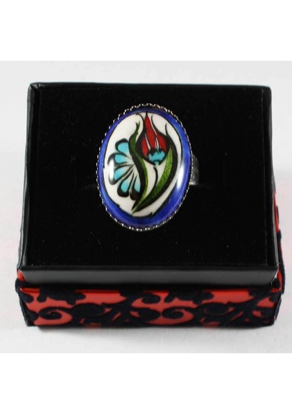 Mavi ve Kırmızı Çini Yüzük