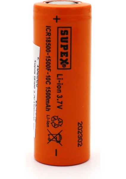 18500 3.7 Volt 1500MA 10C Pil Düz Kafa