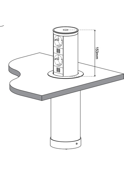 Step Iı Bas Aç Yükselen Priz Sistemi Mat Krom Renkli 2 Priz 2 Usb