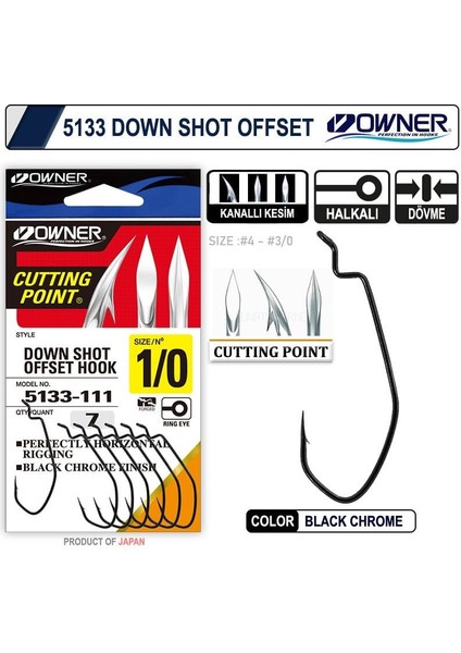 5133 Down Shot Offset Black Chrome Japon Iğne Balıkmarketim