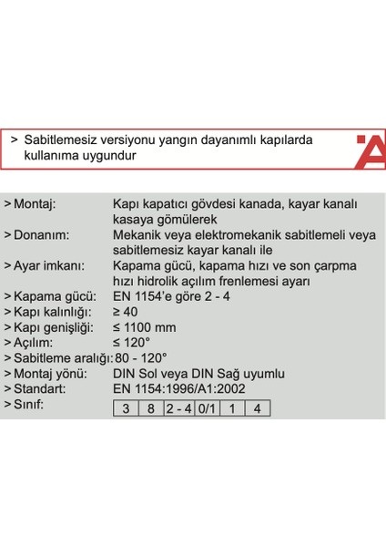 Boxer Gizli Kapı Kapatıcı - Sabitlemeli