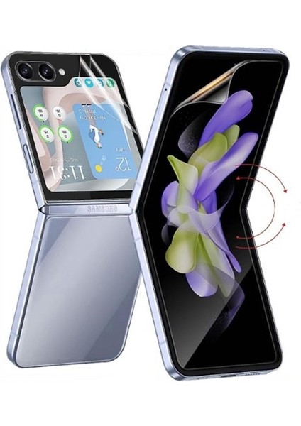 Samsung Galaxy Z Flip 5 Ekran Koruyucu Ön Arka Jiletin Şeffaf