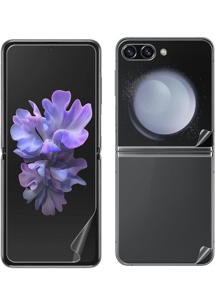 Samsung Galaxy Z Flip 5 Ekran Koruyucu Ön Arka Jiletin Şeffaf