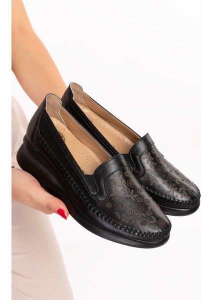 Kadın Siyah Lazer Detay Comfort Ayakkabı modelleri