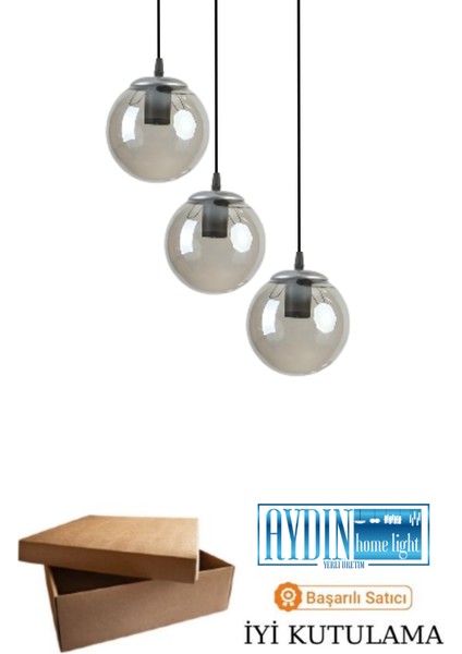 Hera 3'lü Füme Camlı Si̇yah Sarkıt Avi̇ze -Yatak Odası - Salon -Mutfak fırsatları