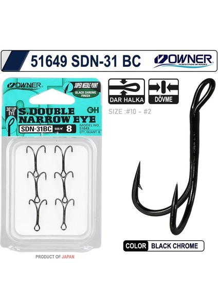 51649 SDN-31BLACK Chrome Japon Ikili Iğne Balıkmarketim modelleri