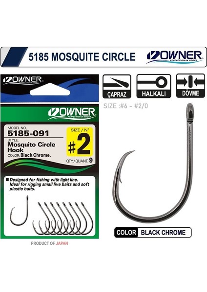 5185 Mosquito Circle Black Chrome Japon Sinek Iğne Balıkmarketim