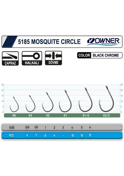 5185 Mosquito Circle Black Chrome Japon Sinek Iğne Balıkmarketim