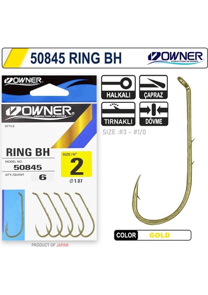 50845 Ring Bh Oxidized Gold Japon Iğne Balıkmarketim