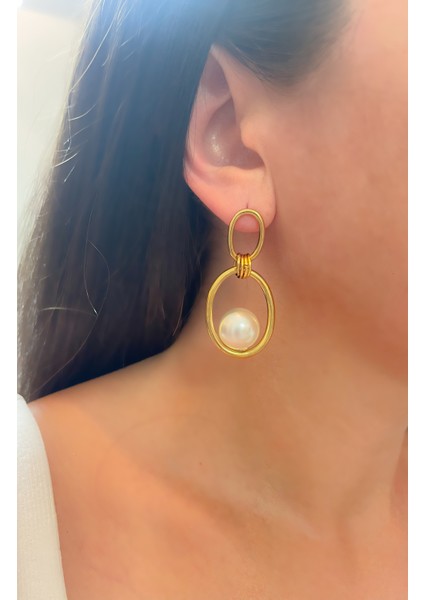 Çelik Küpe Inci Detaylı Halka Küpe fiyatları