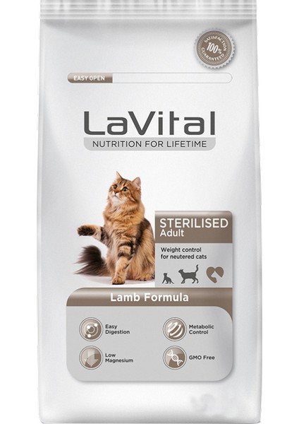 La Vital Sterilised Kuzu Etli Kedi Maması - 12 kg