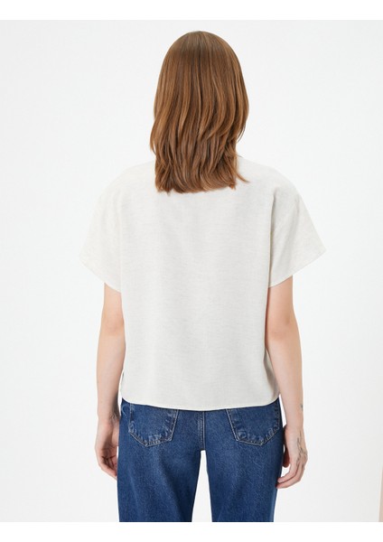 Kısa Kollu Gömlek Cepli Düğmeli Klasik Yaka Viskon Karışımlı fırsatları