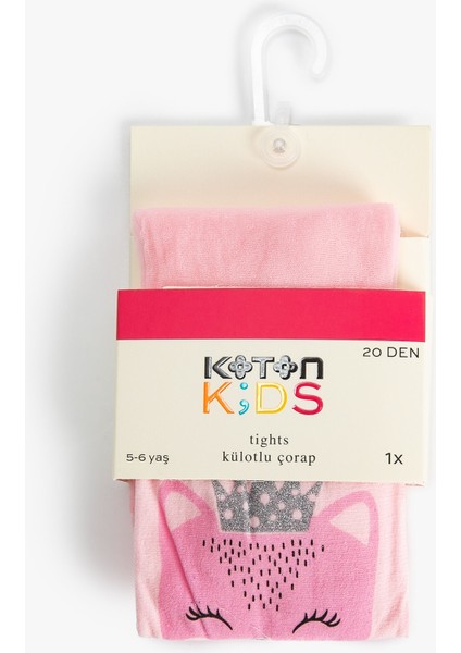 Kedi Baskılı Külotlu Çorap 20 Den