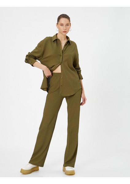 Basic Bluz Uzun Kollu Gömlek Yaka Düğme Kapamalı Dokulu fiyatları