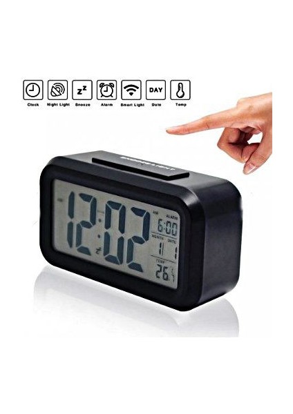 Akıllı Dijital Masa Saati Alarmlı Karanlık Sensörlü Fotoselli modelleri