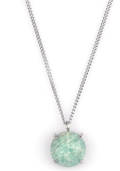 Amazonit Doğal Taş Gümüş Renkli Kolye fiyatları