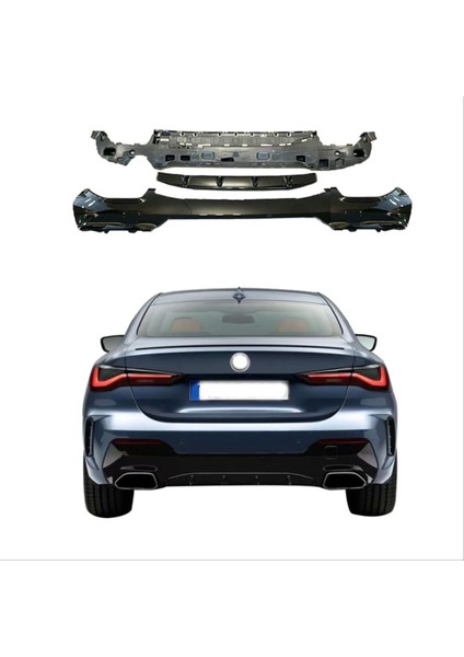 Bmw g22 g23 440i arka tampon difüzörü ve egzoz ucu seti 2020+
