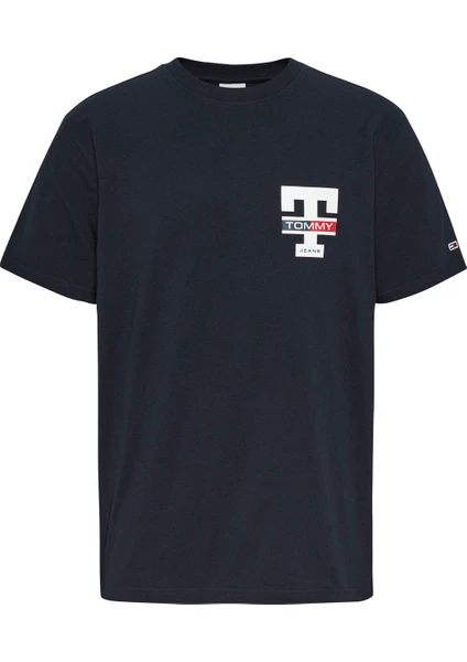 Tommy Jeans Bisiklet Yaka Düz Mavi Erkek T-Shirt DM0DM16845DW5