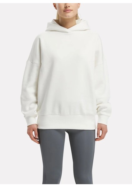 Ekru Kadın Yuvarlak Yaka Sweatshirt IL2108 Lux Oversızed Hoodıe