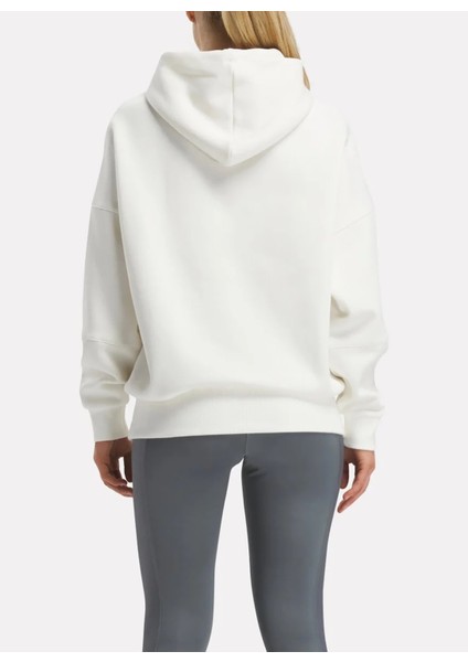 Ekru Kadın Yuvarlak Yaka Sweatshirt IL2108 Lux Oversızed Hoodıe