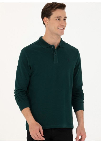 Polo Yaka Koyu Yeşil Erkek Sweatshırt GTP01SK023 modelleri