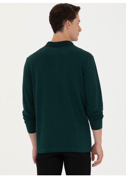 Polo Yaka Koyu Yeşil Erkek Sweatshırt GTP01SK023 indirimleri